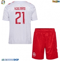 Maglie da calcio Danimarca Morten Hjulmand #21 Seconda Maglia Bambino Europei 2024 Manica Corta (+ Pantaloni corti)